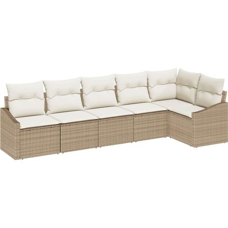 Maison Exclusive - Set Divano da Giardino 6 pcs Beige e Bianco polyrattan