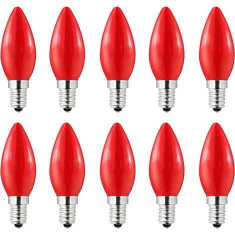 Lot de 10 ampoules 1W E14LED,Rouge,220V 240V,ampoule écoénergétique colorée Couleur,Guirlande Fête,adaptée pour la décoration intérieure, (1/5)