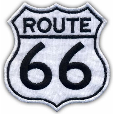 Patchion Route 66 - Applicazione termoadesiva / retro termosaldabile - Toppa/distintivo/emblema ricamato