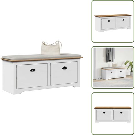 The Living Store Flurbank BODO Weiß und Braun 114x40x45 cm - Holzbank (1/5)
