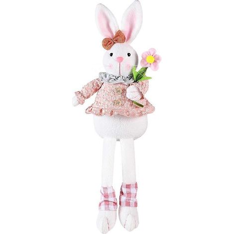 Figurine de lapin de Pâques en peluche, décoration de Pâques, ornement de fête-49.50X12.00X7.00CM-Pink (1/3)