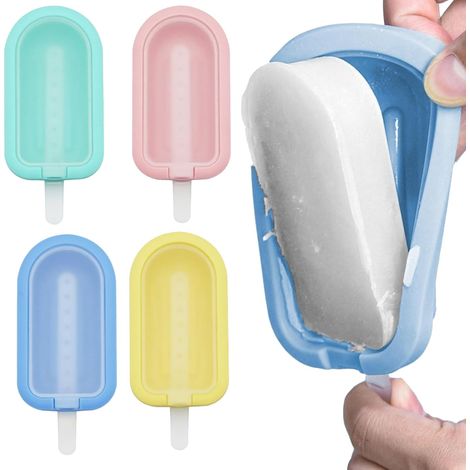 4 stampi per cubetti di ghiaccio in silicone riutilizzabili (con bastoncini) - per dessert ghiacciati fatti in casa - facili da sformare, lavabili in lavastoviglie, adatti a bambini e adulti