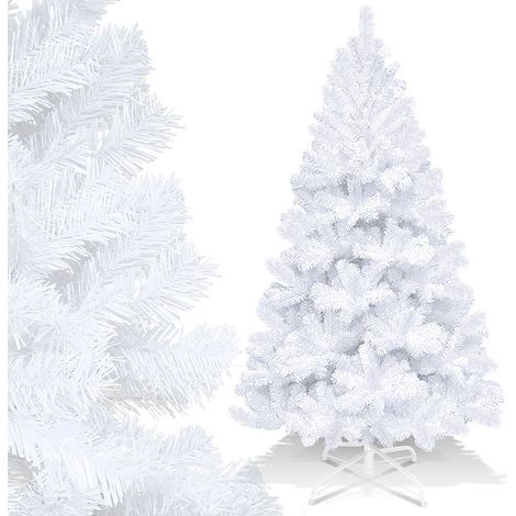 SWANEW Albero di Natale. Albero di Natale artificiale per decorazioni natalizie Materiale PVC con base in metallo 180cm bianco (1/5)