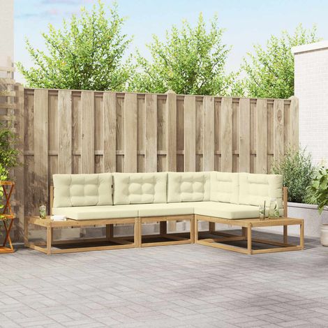 Salon de Jardin Modulaire Canapé d'Extérieur en Bois d'Acacia Blanc 277,5 x 198,5 x 73 cm - PANGIVO (1/5)