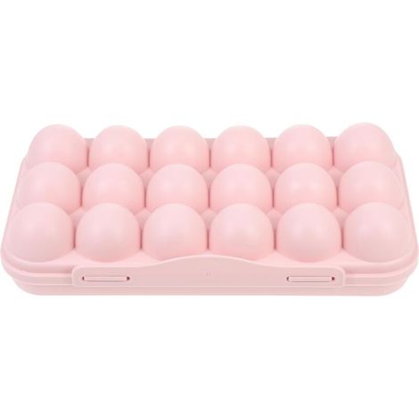 Boîte à œufs en plastique réutilisable, support de stockage pour 18 œufs, plateau à œufs empilable pour réfrigérateur avec couvercle, rose (1/5)