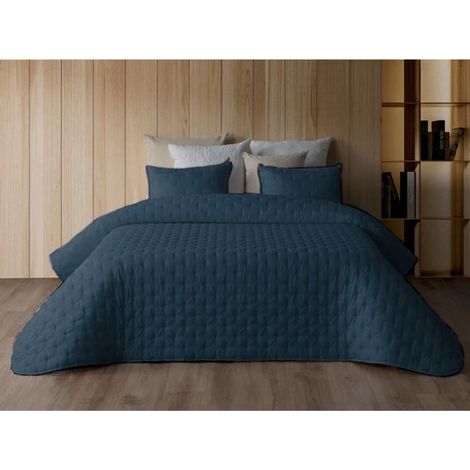 Parure de couette - JUANIO - 260x240 cm - Bleu - Anti-acarien - Confort chaud respirant (1/3)