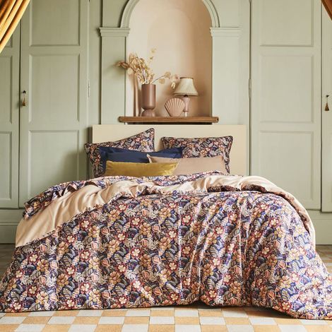 Housse de Couette imprimée en Satin de Coton, Folk Flowers, 200x200cm (1/3)
