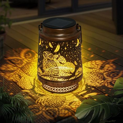 Lampe de Hibou photovoltaïque Gardin jardin Metal Suspension LED Lampe Imperméable Chouette (1/5)