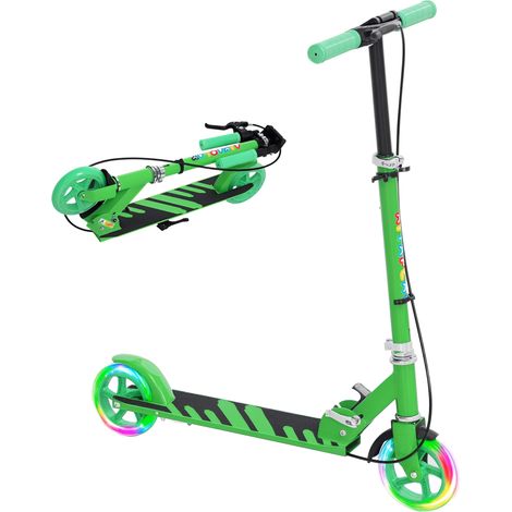 Kinderroller, Doppelte Bremsen, Metallrahmen, Fußstütze, faltbar, 3-8 Jahre, Grün