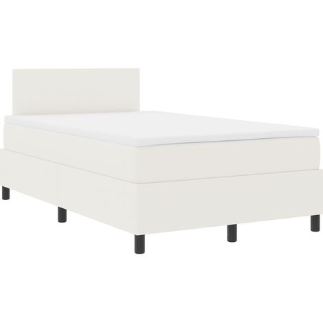 Cama con Plataforma con Colchón Color Crema Doble Pequeña Tela de Pana vidaXL (1/5)