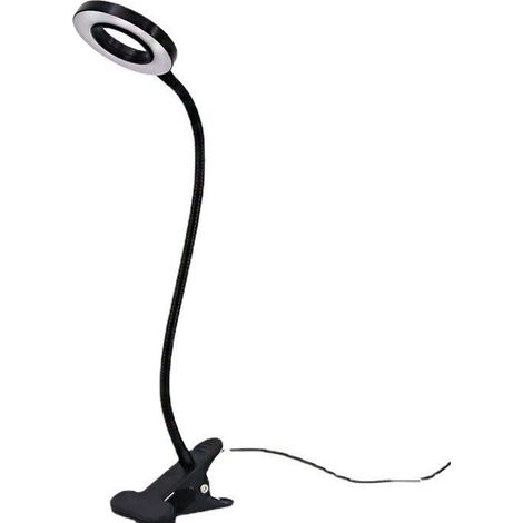 Lampe de bureau noire de 3,5 pouces avec pince pour la maison, lampe de lecture, luminosité réglable (3 réglages), lampe à pince pour tête de lit (1/5)