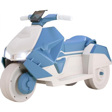 Elektro Kindermotorrad 92x42x56 cm, Kinderfahrzeug für 3-6 Jahren Dreirad Elektromotorrad mit 2 Motoren, Elektromotorrad Kinder mit Musik, Pedal, LED-Scheinwerfer, 3km/h, 30kg, 3 Räder, Blau (1/5)
