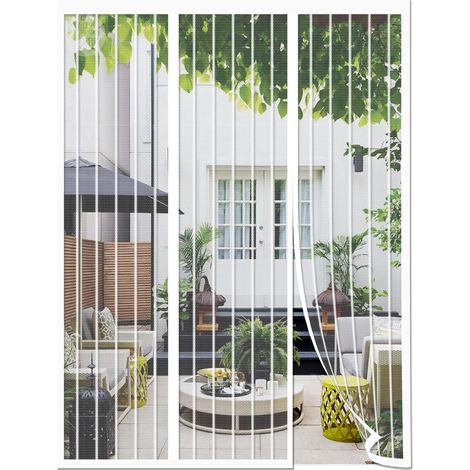 Moustiquaire de porte de fenêtre, moustiquaire magnétique, double ouverture latérale, rideau de moustiquaires magnétiques, pour enfants et animaux domestiques, pour portes coulissantes pour balcon 180 (1/5)