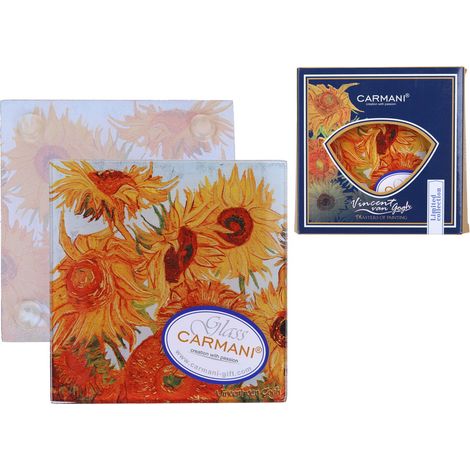 Carmani, posavasos de cristal - Vincent Van Gogh - Girasoles
