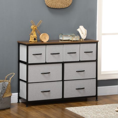 Commode 8 tiroirs meuble de rangement tiroir en tissu pliant - structure acier noir - 100 x 30 x 78 cm (1/5)
