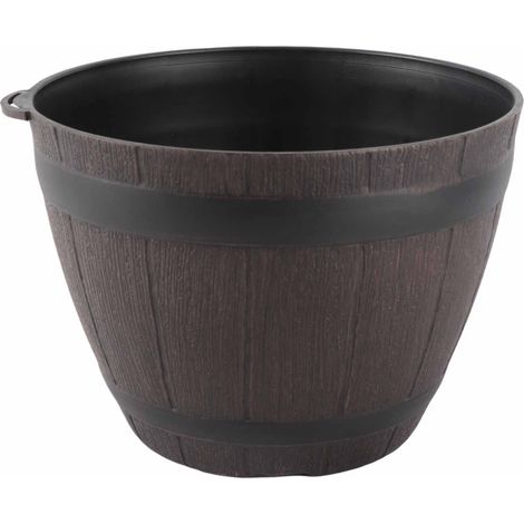 Maceta con aspecto de madera fabricada en resina PP. (1/5)