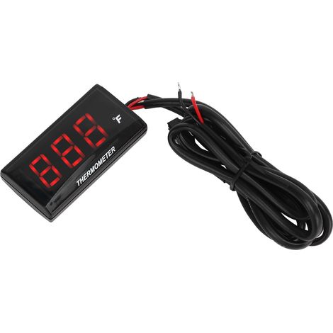 Ultradünnes, wasserdichtes LCD-Motorradthermometer, Wassertemperaturanzeige mit 10-mm-Zündkerzenadapter, 12 V DC, rot (1/5)
