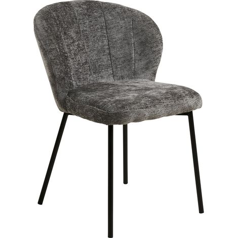 Set 2 sedie da pranzo Roanne in tessuto grigio gambe nere