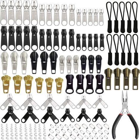 Kit de reparación de cremalleras de 169 piezas, reemplazo de deslizador de cremallera, kit de reparación de cremalleras para ropa, bolsos, chaquetas, tiendas de campaña, equipaje (bricolaje) (1/5)