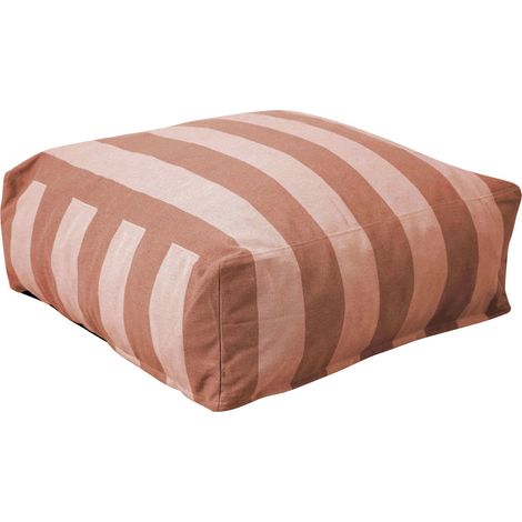 Pouf rayé pour salon de jardin modulable terracotta - Mixi (1/5)