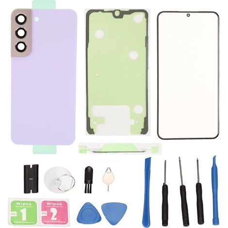 Remplacement de la vitre extérieure arrière et avant de l'écran pour Samsung Galaxy S22, comprenant le couvercle de batterie en verre arrière, le couvercle de vitre extérieure avant + kit d'outils de (1/5)