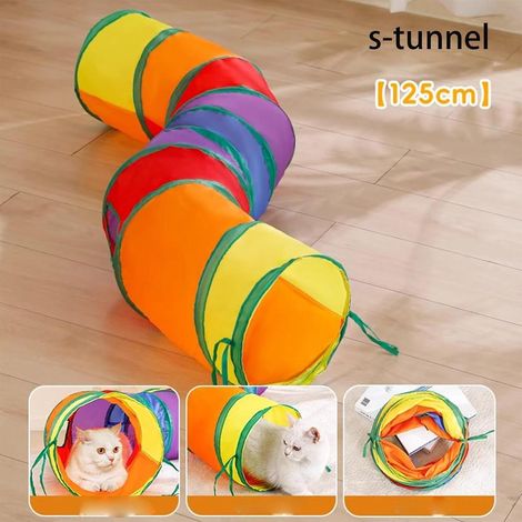 Foldable Cat Tunnel with Hanging Toy, Suitable for Rabbits Cats Puppies and Other Small Animals for Hiding Playing Training 125CM (1/4)