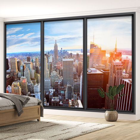 Papier peint panoramique Trompe l'oeil baie vitrée - New york - 130 cm x 78 cm (1/5)
