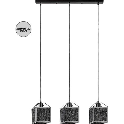SAMILO E27 lampada a sospensione 3x max.40W metallo, foglio di alluminio nero H:14,5cm L:65cm H:120cm dimmerabile (1/5)