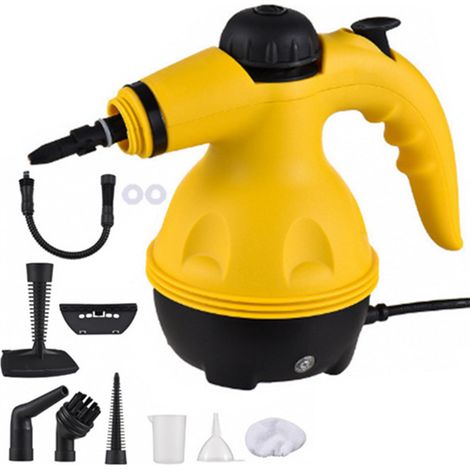 Nettoyeur vapeur portable sous pression 1000 W multi-surfaces avec verrouillage de sécurité et 9 accessoires pour le nettoyage des sols, des joints et des voitures (prise UE). (1/4)