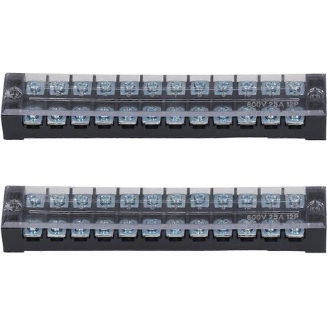 Bornier Double Rangée Haute Intensité, Bloc de Jonction à Vis avec Couvercle, 600V 25A, Lot de 2 (1/5)