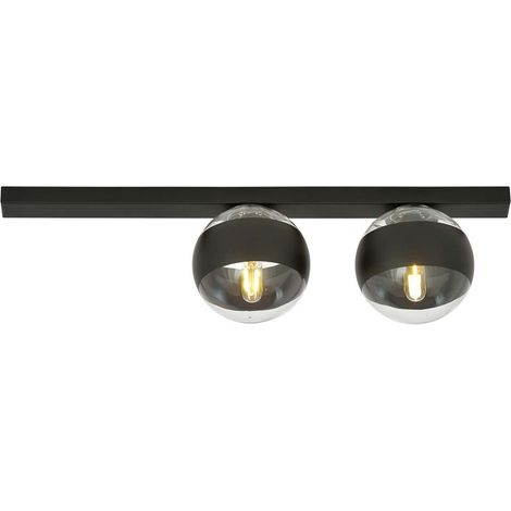 Plafoniera Moderna Giapeto Acciaio Nero 2 Luci E14 Ip20 (1/5)