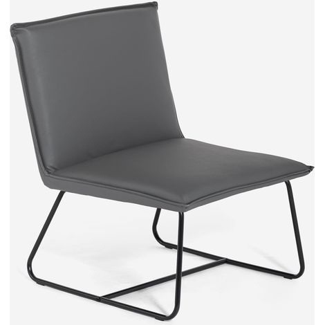 Stuhl Sessel gepolstert modern fürs Wohnzimmer und Büro aus Kunstleder Lova - Grau
