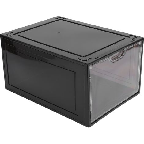 Schuhaufbewahrungsbox, staubdicht, wasserdicht, stapelbar, aus Acryl oder PP, für Hüte, Sneaker und flache Schuhe, transparent, schwarz (1/5)
