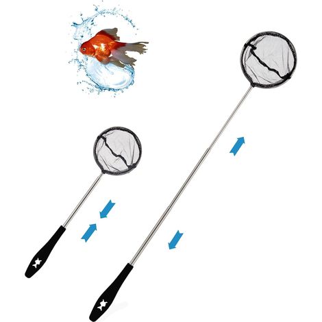 1 Épuisette Aquarium, Manche Télescopique Acier Inoxydable, Filet Nylon Souple, Réglable 31-61cm, Pour Poissons Crevettes