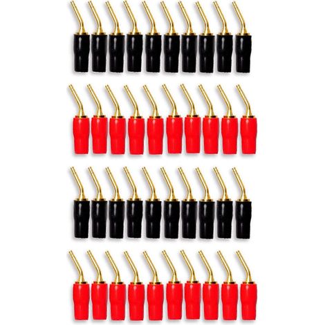20-Pair 2mm Banana Prise Pin Screw Type, Audio Câble Haut-Parleur Connecteur Copper Doré Plaqué (1/5)