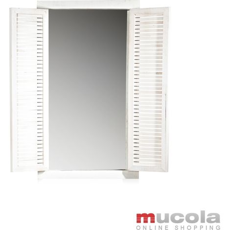 specchio da parete deco oscurante per finestra Shabby Chic bianco 72CM legno bianco 72CM (1/5)