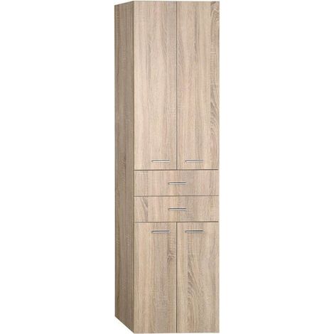 Aqualine Keramia Fresh - Mobiletto alto ZOJA con cassetti, 50x184x29 cm, rovere platino 51296 (1/5)