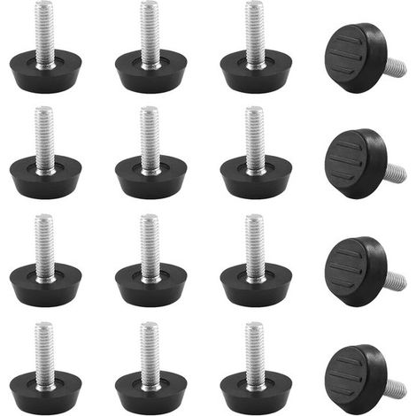 Lot de 16 pieds réglables M6 à 3 filets, patins réglables en hauteur pour meubles, armoires, tables et chaises (1/5)