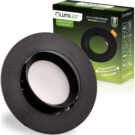 Luminaire halogène encastré, orientable, rond, noir, GU10 MR16, VENTUS Lumiled
