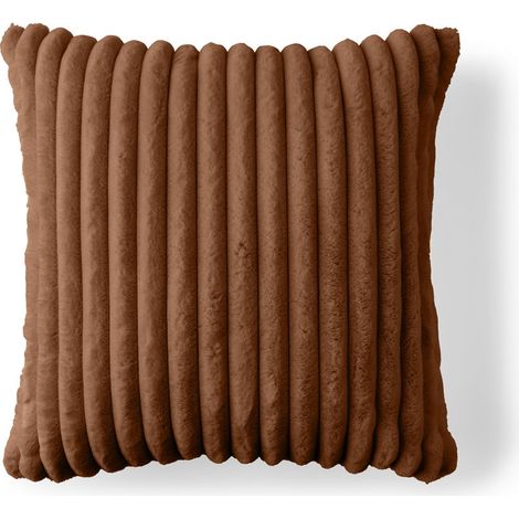 Sierra - coussin - en fausse fourrure côtelé - 60x60 cm - rouille (1/4)