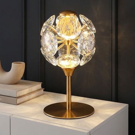 LED Tischleuchte Schreibtischlampe Wohnzimmerlampe Schalter goldfarben H 26 cm (1/5)