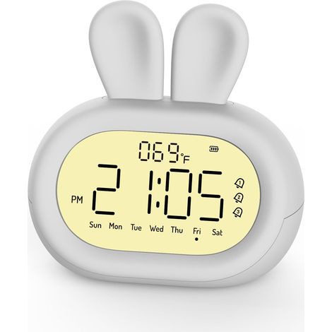 Digitaler Wecker in Kaninchenform für Kinder, digitaler Wecker für Kinder, süße Kaninchen-Dekoration, Nachtlichtuhr für Kleinkinderschlafzimmer, Geschenke für Kinder, Mädchen, Jungen, Teenager, Geburt