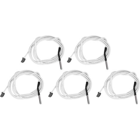 Lot de 5 fils de thermistance de précision en acier inoxydable résistant aux hautes températures (100 kΩ), capteur de température, 1 m / 39,4 po (1/5)