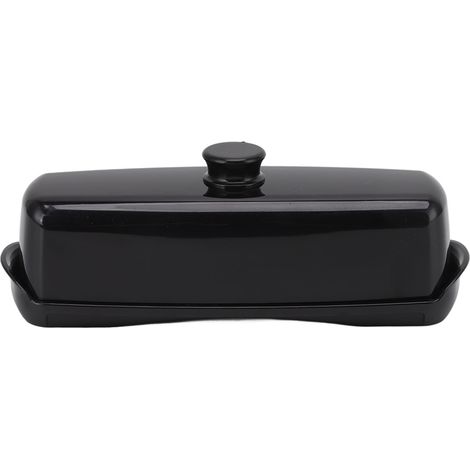 Boîte à beurre en plastique noir, grande capacité, compacte, avec couvercle et couteau, idéale pour la cuisine et le réfrigérateur. (1/5)