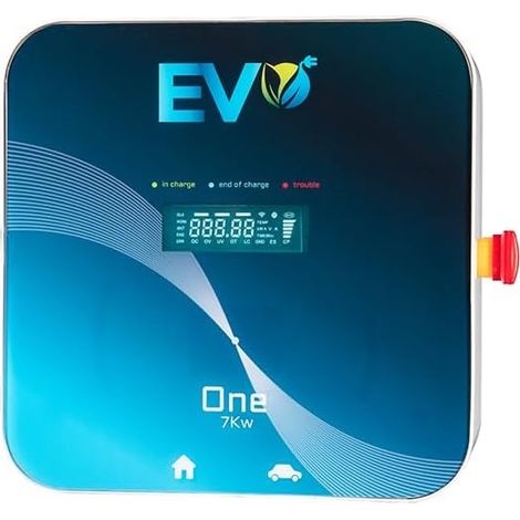 Caricabatterie auto moto Evolution ONE 7 Kw,Wallbox,Power Box,Stazione Ricarica per Auto Elettrica,EV,PHEV, WiFi,Bluethoot,32A,Cavo 5MT-Type2…