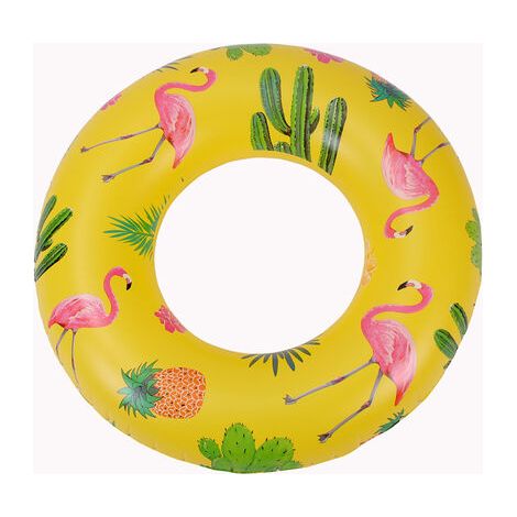 Bouée gonflable en forme de flamant rose, bouée de natation, jouet gonflable d'été, fête à la piscine, adultes et enfants - Jaune (1/4)