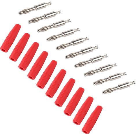 Lot de 10 fiches bananes mâles à souder de 4 mm (22,040) pour multimètre, cordons de test et haut-parleurs (rouge). (1/5)
