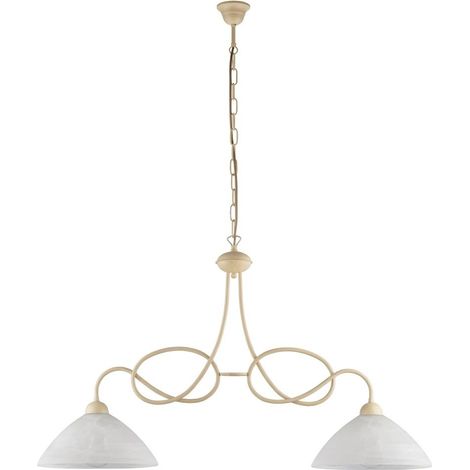 Lampadario Rustico Bistrot 2 Luci Avorio e Bianco LuceArt Classic (1/5)