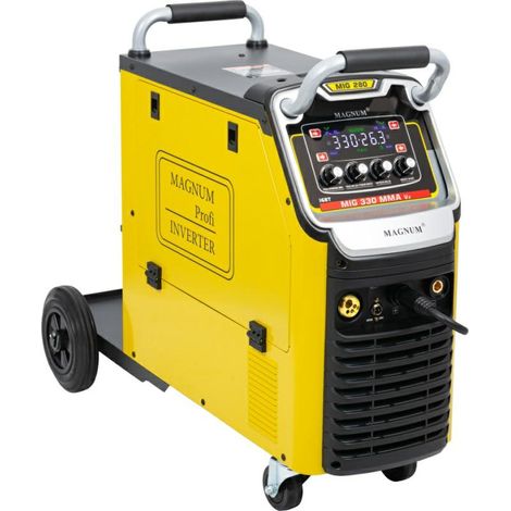 Saldatrice semiautomatica MIG-330 MMAV2 IGBT 4x4 ad inverter, strumento professionale per una saldatura efficiente, tecnologia avanzata, design compatto e robusto, compatibile MMA, colore metallizzato