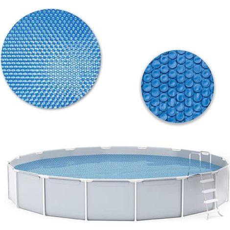 Couverture de piscine en polyéthylène à bulles thermiques pour piscine ronde de 300 cm (10 pieds) : rétention de chaleur, protection contre la poussière et l’eau, réduction de l’évaporation. (1/4)